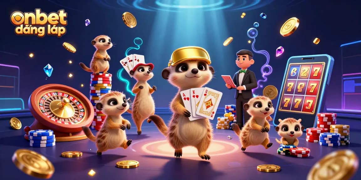 Experience onbet đăng nhập at a vibrant meerkat casino scene full of excitement and action.