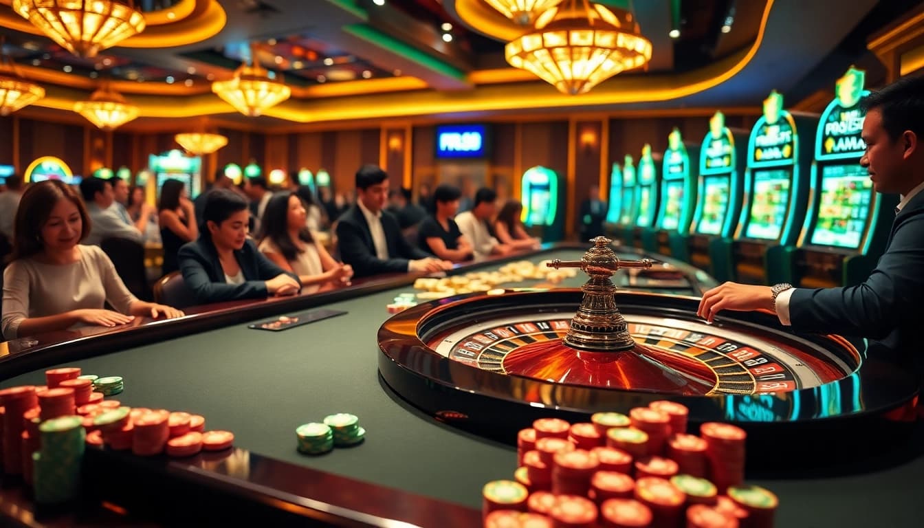 Experience the thrill of the RR88 link with engaged players at a luxurious casino table.