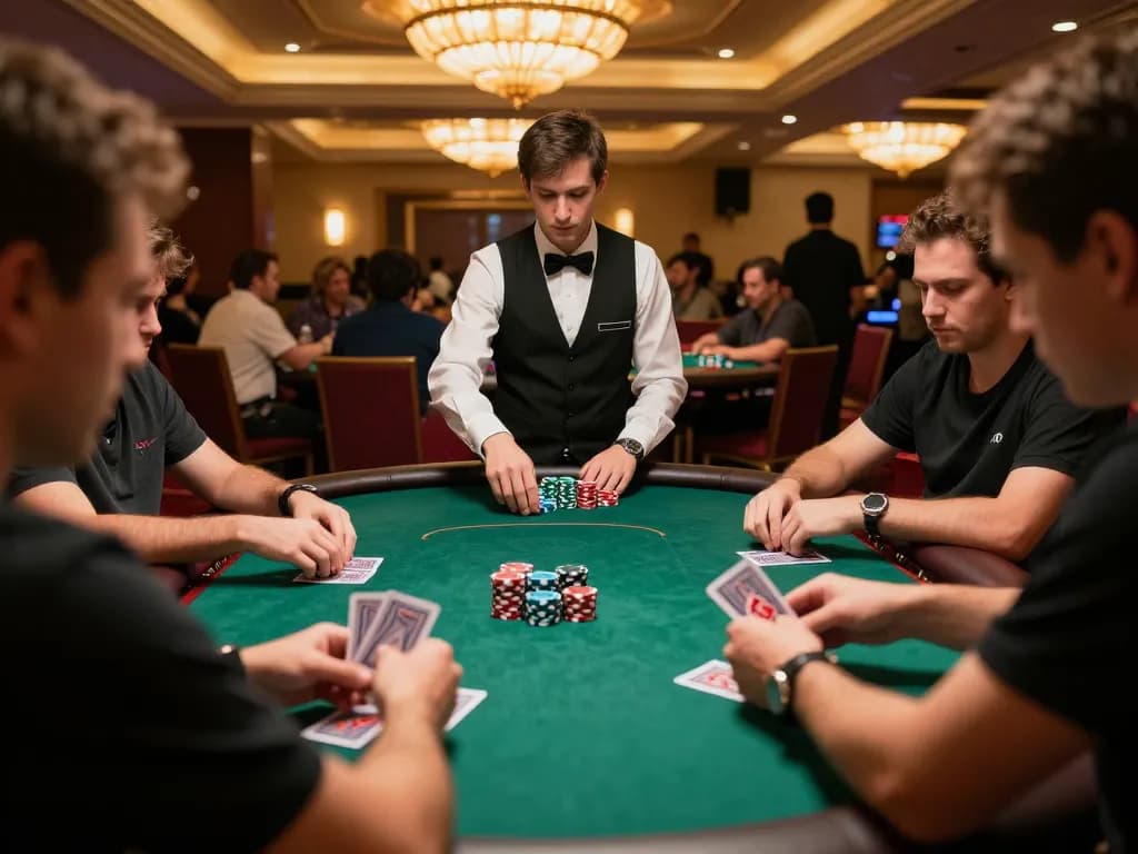 Players strategizing a winning hand at surewin poker table during an exciting casino session.