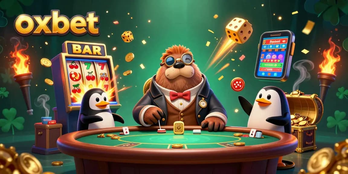 Experience unique gaming at oxbet with a jolly walrus and friends at an underwater poker table.