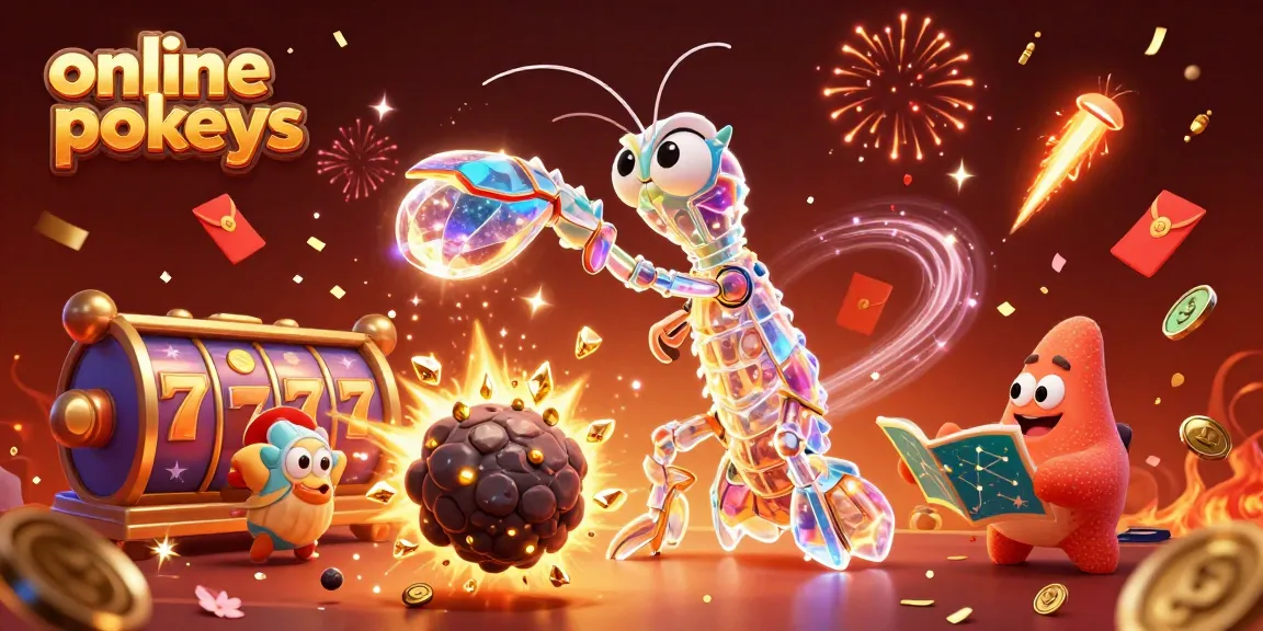 Explore online pokies as a galactic mantis shrimp punches through an asteroid, revealing gems.