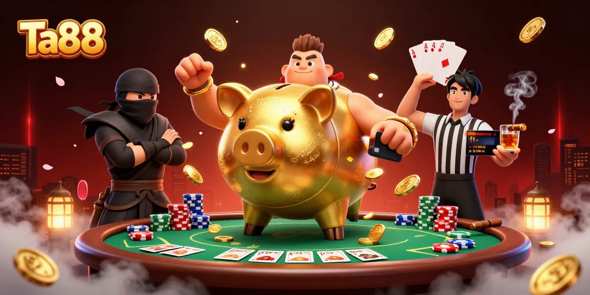 Experience the thrilling Ta88 gaming scene with dynamic action from a sumo pig character!
