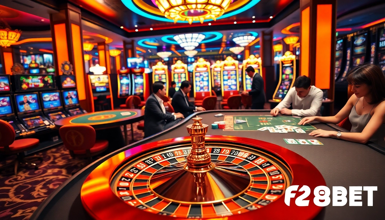 Experience the thrilling atmosphere of F8BET at a vibrant casino table filled with action.