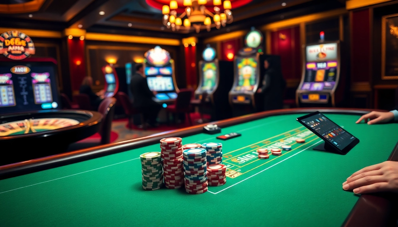 Exciting baccarat action at the XX88 casino with luxury decor and vibrant poker chips.