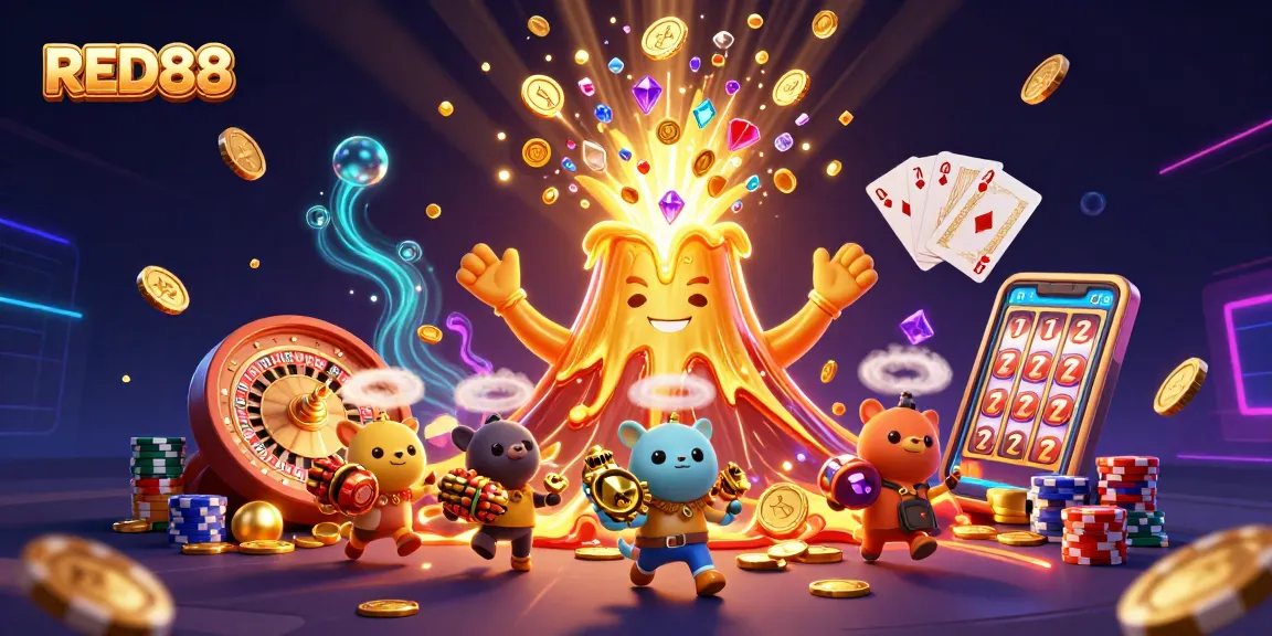 Experience thrilling action at RED88 with treasure-seeking characters and dynamic casino elements