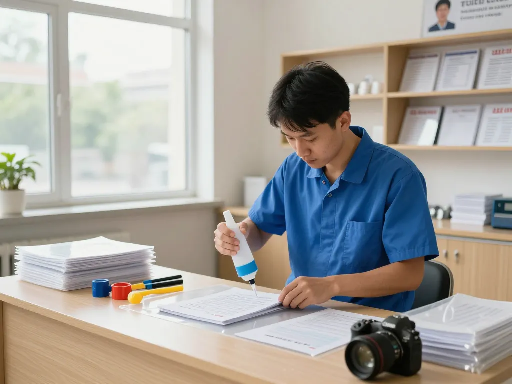 Bóc ép plastic tại hà nội service technician expertly removing plastic layers from documents.