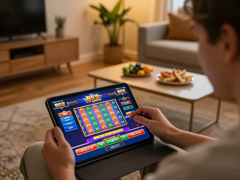 Người chơi câu lạc bộ B52 tận hưởng các trò chơi slot trực tuyến trong một không gian thoải mái với lối chơi tập trung