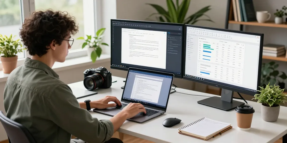 WPS Download demonstrated on a modern workspace with dual monitors actively displaying editing features and productivity tools.