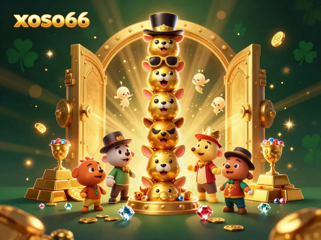 Engage with the exciting world of xoso66 through this vibrant 3D illustration of dynamic casino elements.