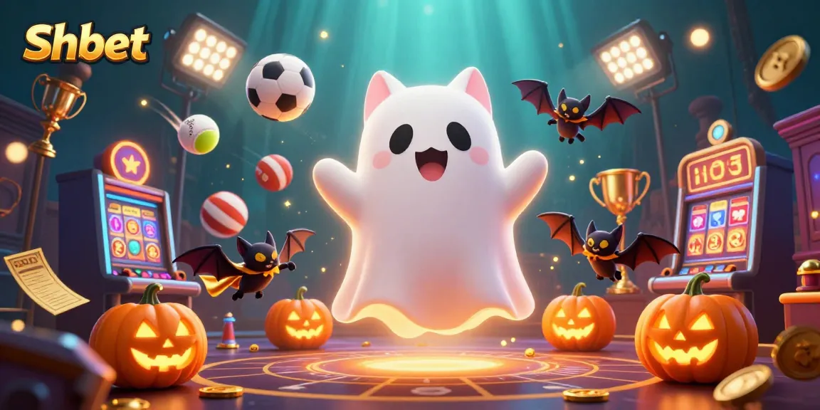 Play with Shbet’s captivating casino scene featuring a ghost cat and dynamic gaming elements.