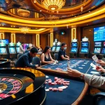 A vibrant casino scene showcasing gambling activities and the excitement associated with https://thabet.cx/.