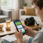 Engaging sports betting experience at open88c app in cozy home setting, user placing bets.