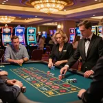Players engaging in a thrilling roulette game at nhà cái lc88, showcasing excitement and vibrant casino atmosphere.