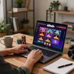 Engaged player using 68win for online gaming in a cozy home setup