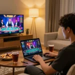 Engaging in PG88 online casino gameplay from a cozy home setting with immersive experience