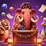 Engage with Au88 DM at a vibrant casino scene featuring dynamic characters and gaming elements.