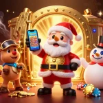 Experience thrilling jackpots at QQ888 with cheerful casino characters in a festive setting.