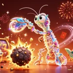Explore online pokies as a galactic mantis shrimp punches through an asteroid, revealing gems.