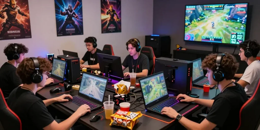 komunitas online megawin88 saat bermain game bersama, suasana seru dan penuh semangat