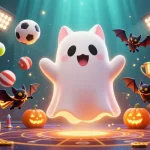 Play with Shbet’s captivating casino scene featuring a ghost cat and dynamic gaming elements.